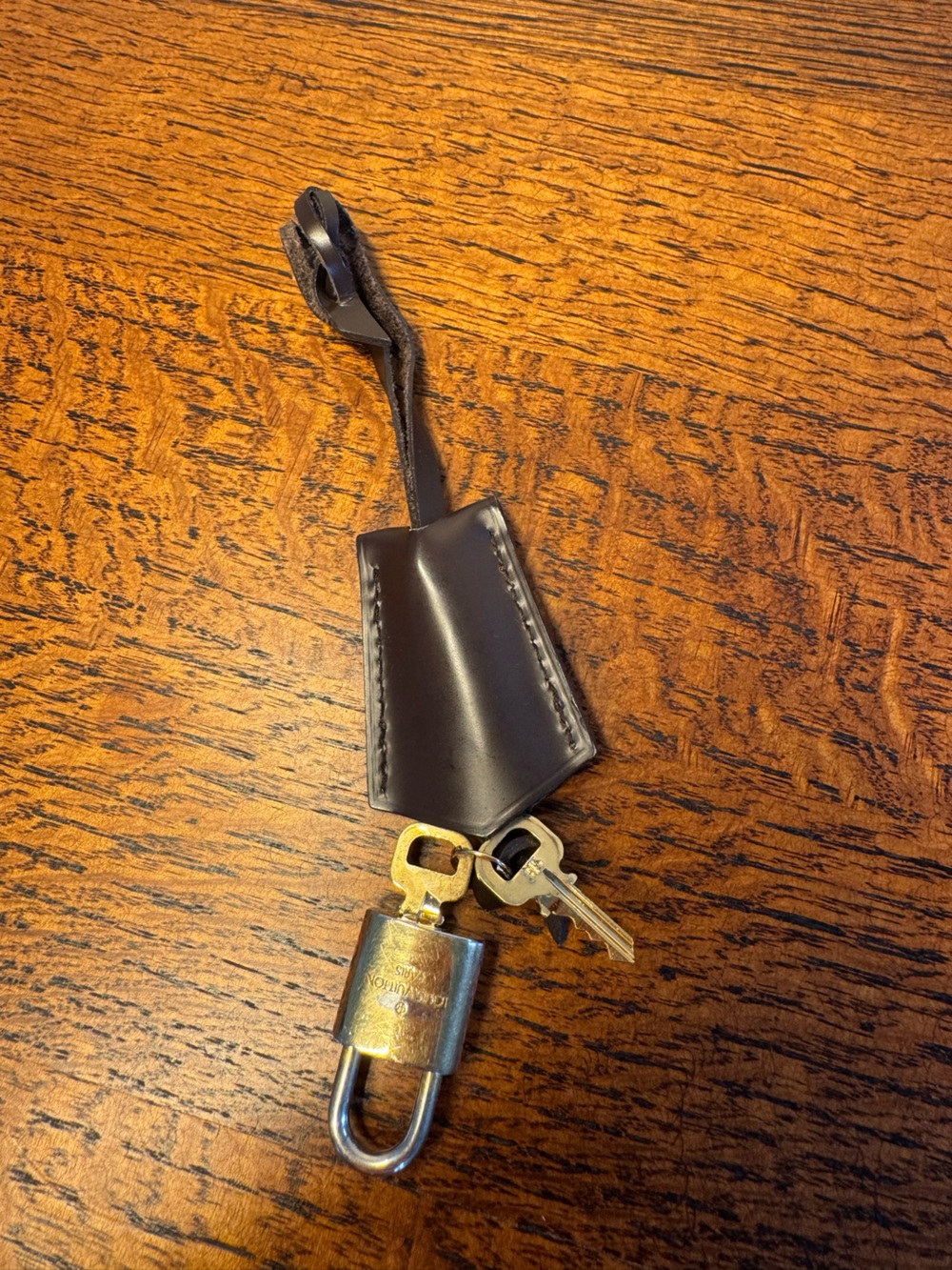 Louis Vuitton Brown Leather Clochette, Lock & Key Set - #315 - Picture 4 of 5